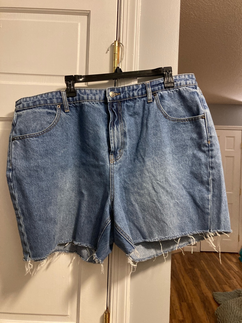 Women's Future Collective Light Blue Frayed Hem Denim Shorts Size 16/18W
